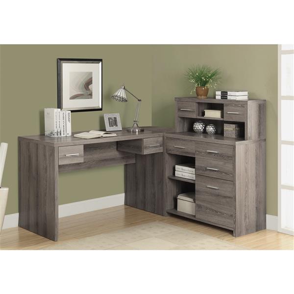 Monarch  62.75-in x 44.75-in dark Taupe L-Shaped Home Office Desk