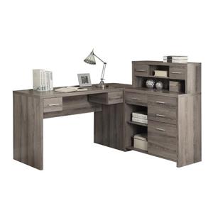 Monarch  62.75-in x 44.75-in dark Taupe L-Shaped Home Office Desk