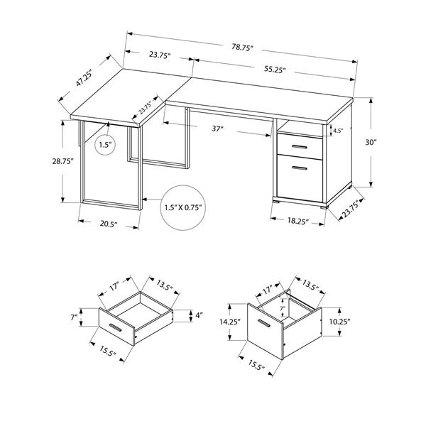 Monarch  Grey Wood-Look L-Shaped Computer Desk