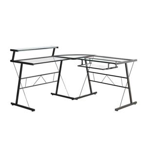 Monarch Computer Desk - 57-in- Metal - Clear - 3 Pieces