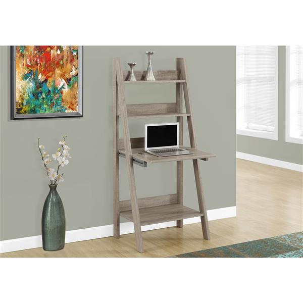 Monarch  25.5-in x 61-in Dark Taupe Ladder Style Computer Desk