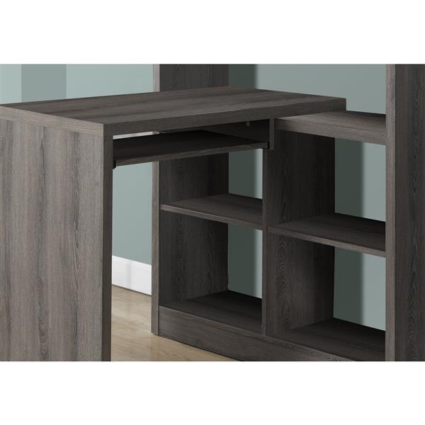 Monarch  35.5-in x 60-in Dark Taupe Left or Right Side Shelf Desk