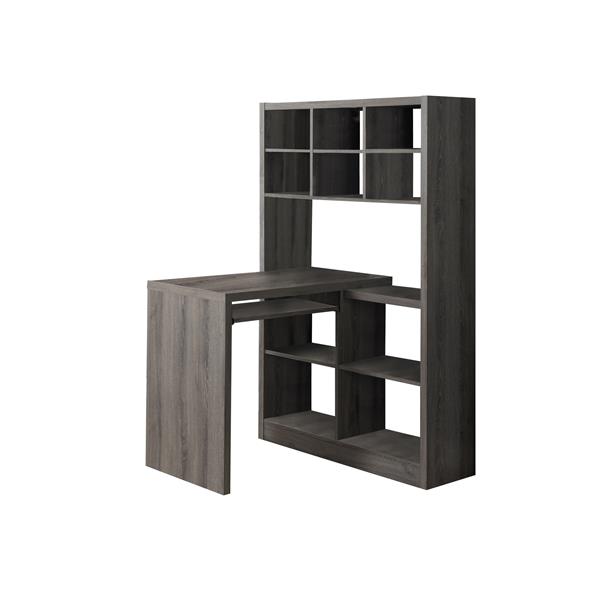 Monarch  35.5-in x 60-in Dark Taupe Left or Right Side Shelf Desk