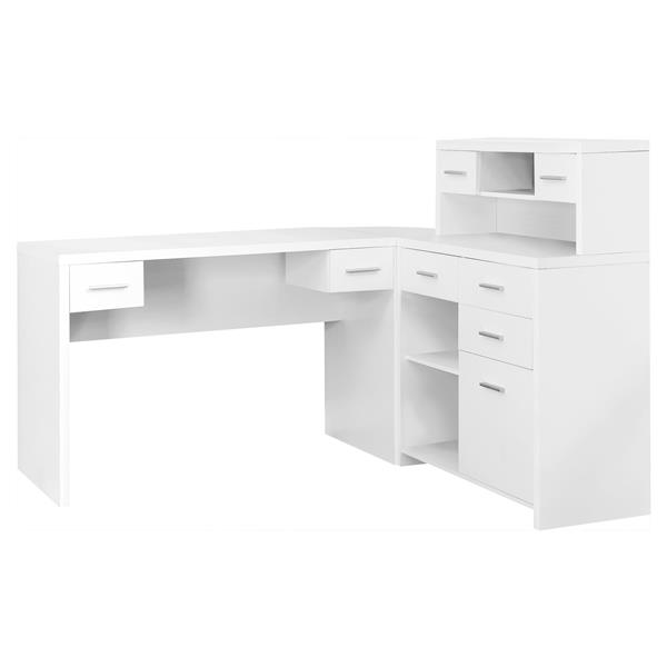 Monarch White L-Shaped Home Office Desk 2-Shelve and 8-Drawer 62.75-in x 44.75-in