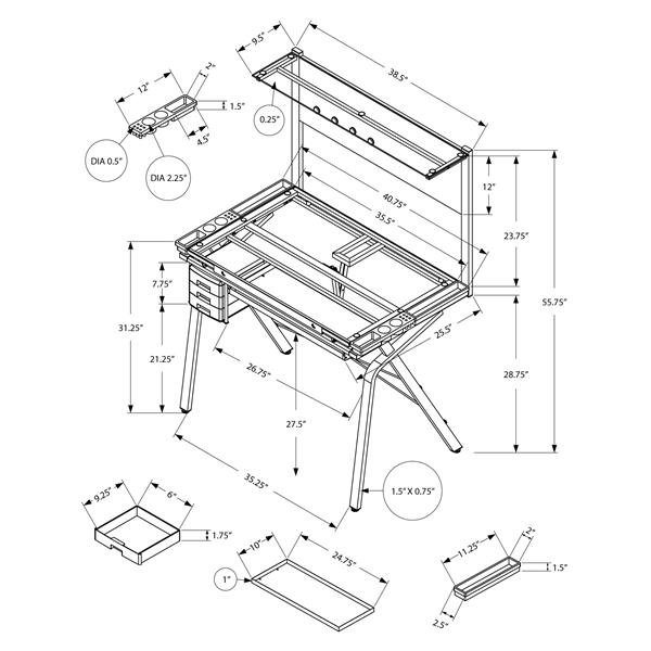 Monarch 40.75-In x 55.75-In Grey Computer Desk