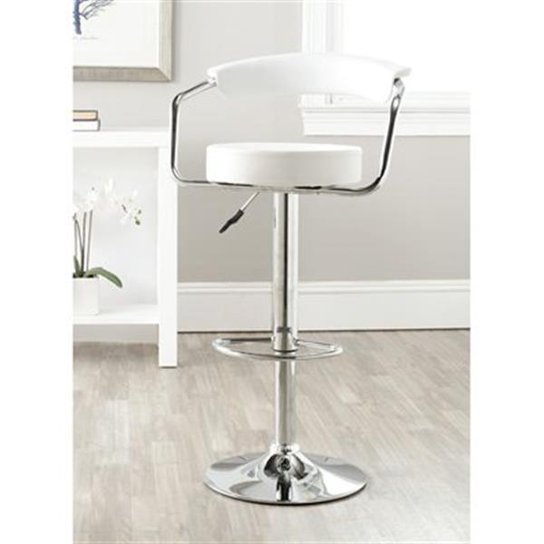 Safavieh Angus 25.20-in White PVC/ Stainless Steel Bar Stool