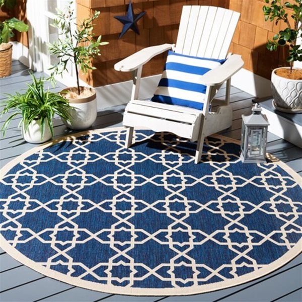 Safavieh Courtyard Navy and Beige Area Rug,CY6032-268-7R