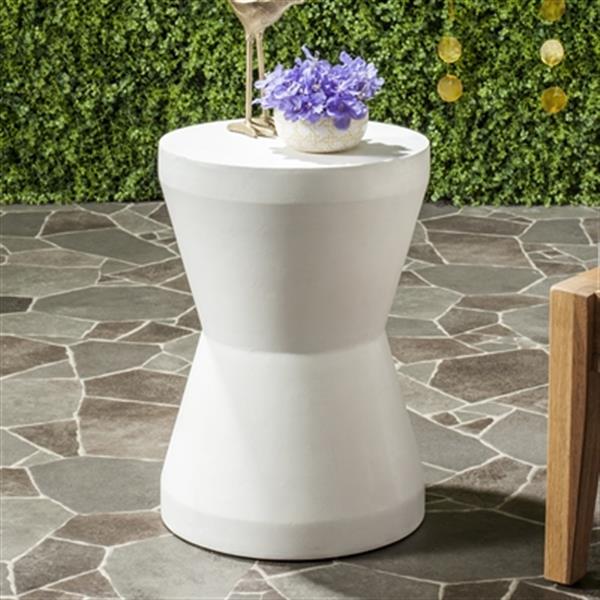 Safavieh 17.30-in Ivory Torre Concrete Outdoor Accent Table