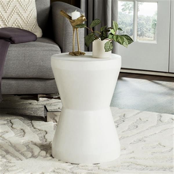 Safavieh 17.30-in Ivory Torre Concrete Outdoor Accent Table