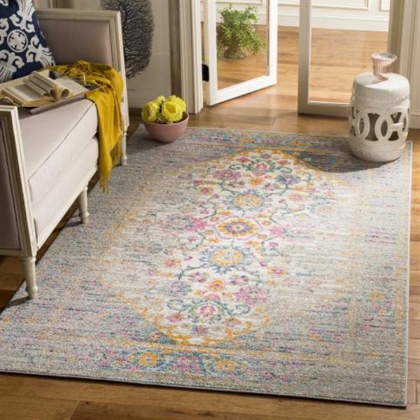 Safavieh Madison Light Grey and Fuchsia Area Rug,MAD122G-7SQ