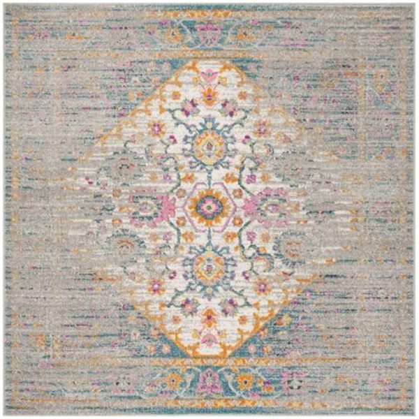 Safavieh Madison Light Grey and Fuchsia Area Rug,MAD122G-7SQ