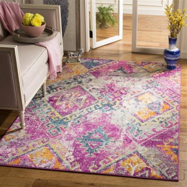 Safavieh Madison Fuchsia and Blue Area Rug,MAD125F-7SQ