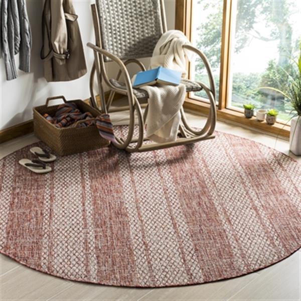 Safavieh Light Beige and Terracotta Courtyard Striped Indoor