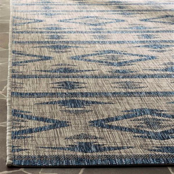 Safavieh Grey and Navy Courtyard Indoor/Outdoor Rug,CY8863-3