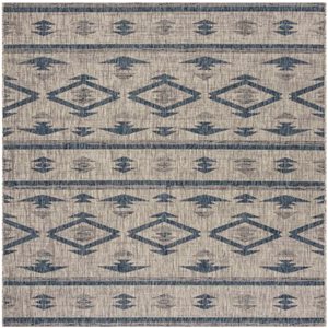 Safavieh Grey and Navy Courtyard Indoor/Outdoor Rug,CY8863-3