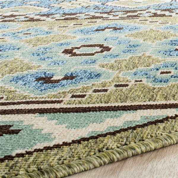 Safavieh Veranda Numa 7-ft x 7-ft Green/Blue Round Indoor/Outdoor Abstract Coastal Area Rug