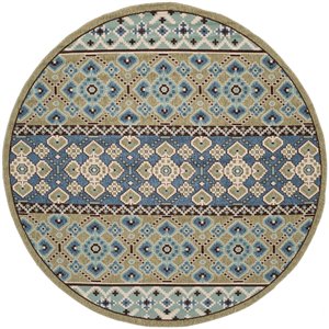 Safavieh Veranda Numa 7-ft x 7-ft Green/Blue Round Indoor/Outdoor Abstract Coastal Area Rug