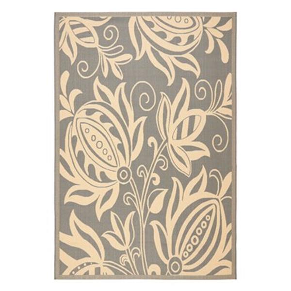 Safavieh Courtyard 8 ft x 8 ft Grey and Cream Indoor/Outdoor Area Rug