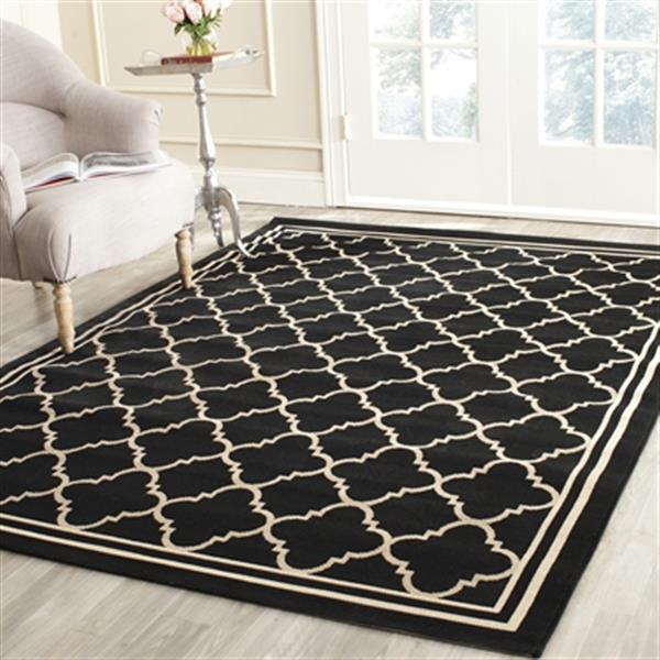 Safavieh Courtyard 7 ft x 10 ft Black and Beige Indoor/Outdoor Area Rug