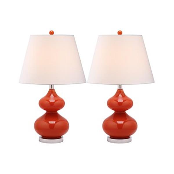 Safavieh 24-in Blood Orange Double-Gourd Lamps (Set of 2)