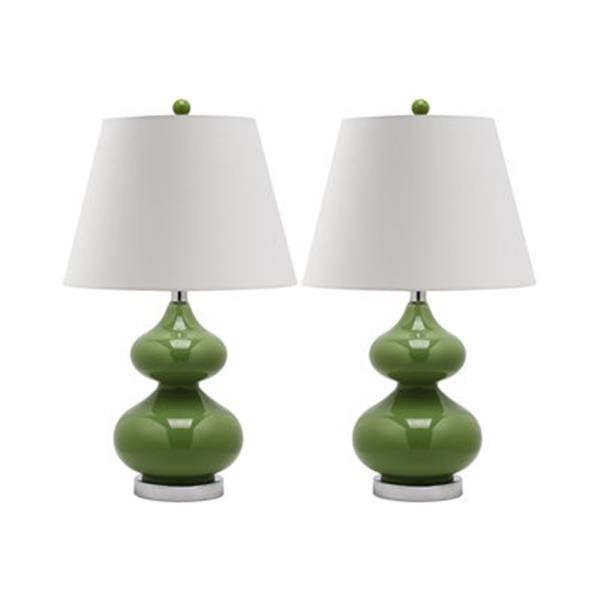 Fern Green Double Gourd Lamps Set, Green Gourd Lamp