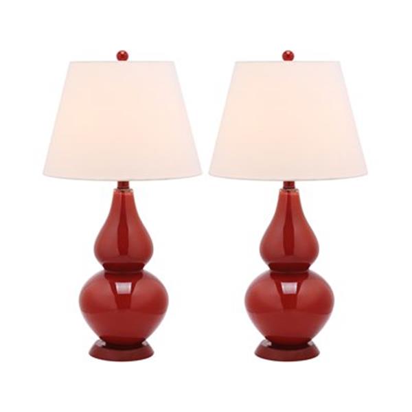 Safavieh 26.50-in Chinese Red Cybil Double-Gourd Table Lamps (Set of 2)