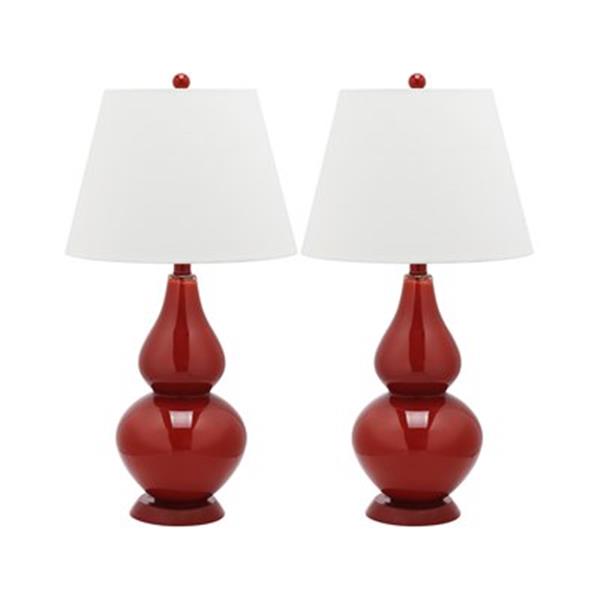 Safavieh 26.50-in Chinese Red Cybil Double-Gourd Table Lamps (Set of 2)