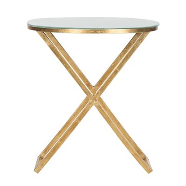 Safavieh Riona 22.9-in Gold/White Glass Accent Table