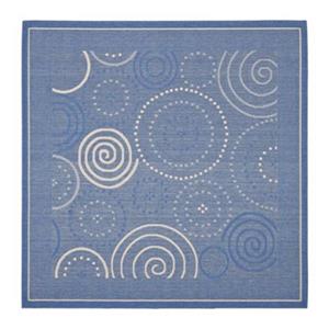 Safavieh Courtyard 8 ft x 8 ft Blue and Natural Indoor/Outdoor Area Rug