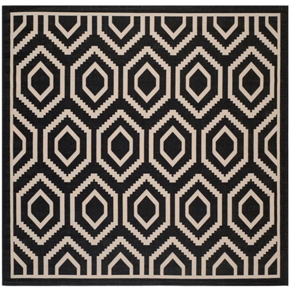 Safavieh Courtyard 8 ft x 8 ft Black and Beige Area Rug