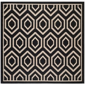 Safavieh Courtyard 8 ft x 8 ft Black and Beige Area Rug