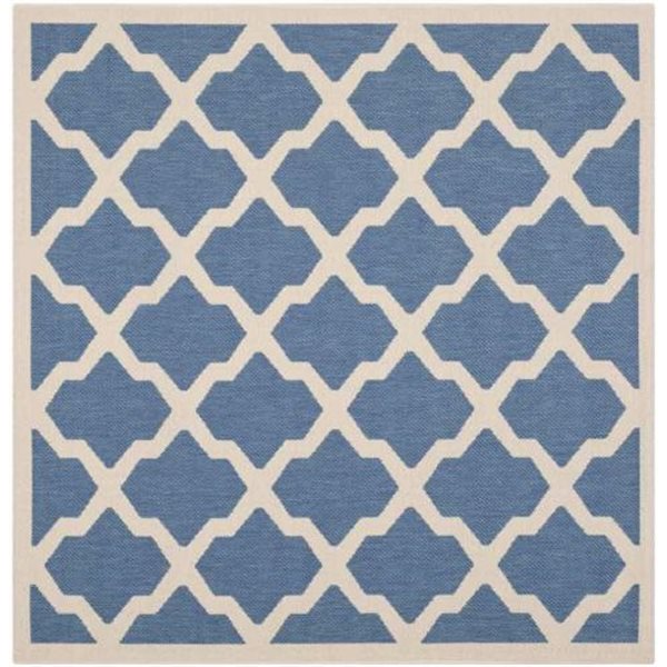 Safavieh Courtyard 8 ft x 8 ft Blue and Beige Area Rug