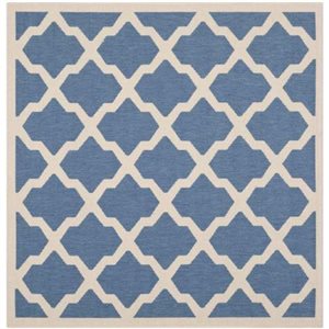 Safavieh Courtyard 8 ft x 8 ft Blue and Beige Area Rug