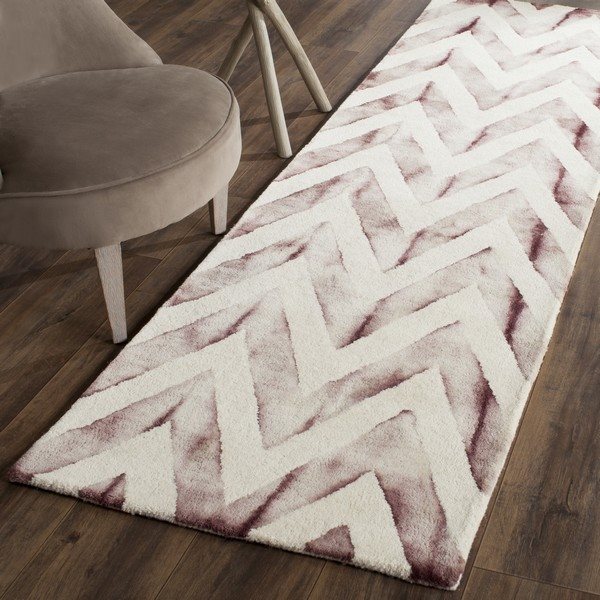 Safavieh Dip Dye HandTufted Wool Ivory and Maroon Area Rug 2ft x 12