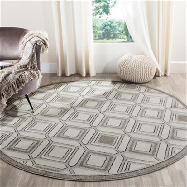 Safavieh Veranda Round Ivory/Grey Geometric Indoor/Outdoor Rug