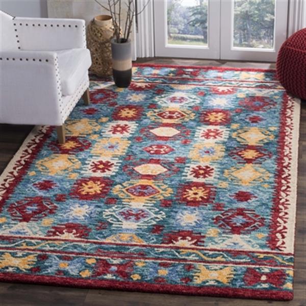Safavieh Aspen Blue and Red Hand Tufted Area Rug,APN505A-5