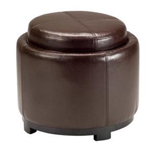 Safavieh Chelsea 17.00-in x 19.00-in Brown Faux Leather Tray Ottoman