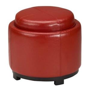 Safavieh Chelsea 17.00-in x 19.00-in Red Faux Leather Tray Ottoman