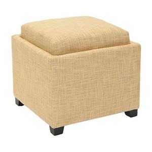 Safavieh Harrison 17.00-in x 18.00-in Gold Polyester Tray Ottoman