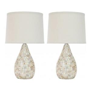 Safavieh 19.25-in Mother of Pearl Lauralie Ivory Shell Table Lamp (Set of 2)