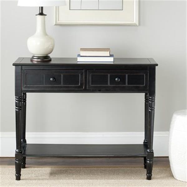 Safavieh Samantha 2Drawer Rectangular Distressed Black Wood Console Table AMH5710B RONA