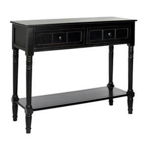 Safavieh Samantha 2-Drawer Rectangular Distressed Black Wood Console Table