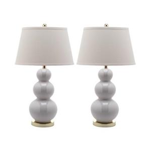 Safavieh 30-in White Pamela Triple Gourd Table Lamps (Set of 2)