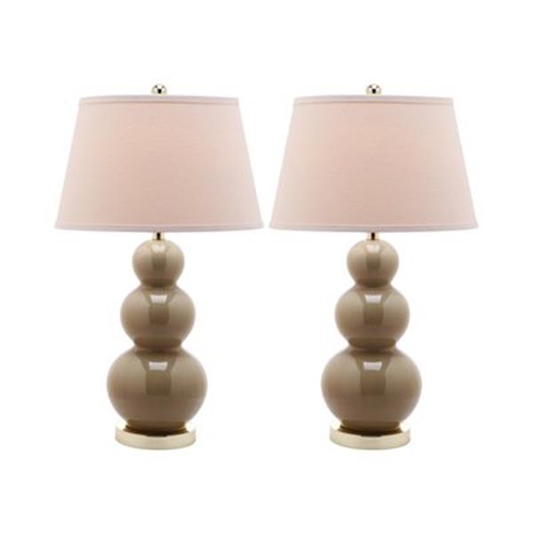 Safavieh 30-in Taupe Pamela Triple Gourd Table Lamps (Set of 2)