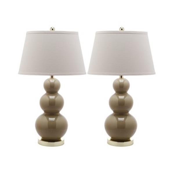 Safavieh 30-in Taupe Pamela Triple Gourd Table Lamps (Set of 2)