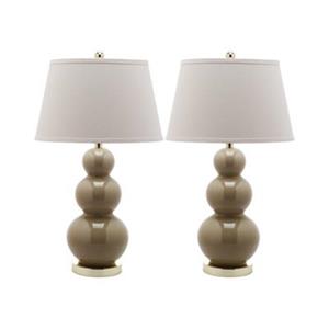 Safavieh 30-in Taupe Pamela Triple Gourd Table Lamps (Set of 2)