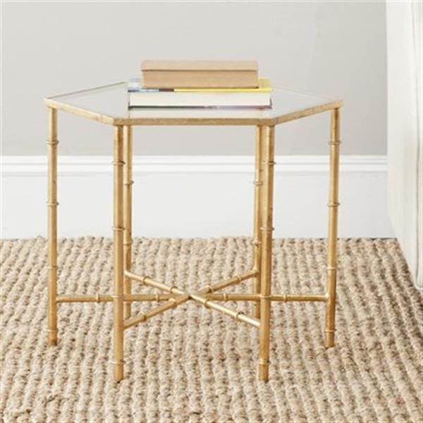 Safavieh Kerri 17-in Gold/Clear Glass Accent Table