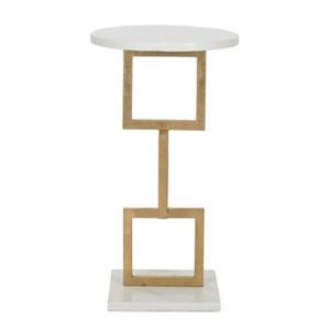 Safavieh Cassidy 23.2-in Gold/White Marble Accent Table