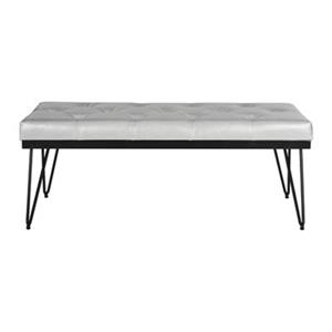 Safavieh Fox Marcella 18-in x 46.8-in Grey Faux Leather Bench