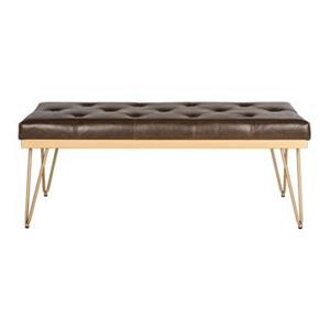 Safavieh Fox Marcella 18-in x 46.8-in Gold Faux Leather Bench
